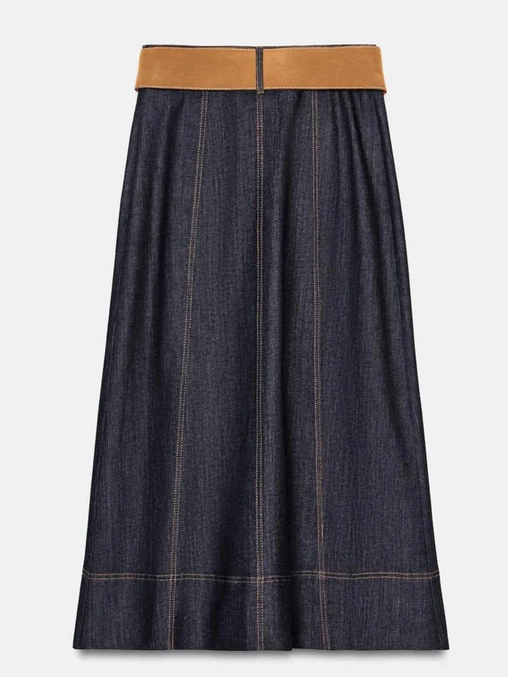 Zara Dark Denim Wrap Midi Skirt - No Brand